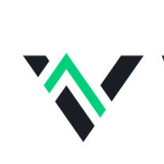 A green and black logo of two V shapes
